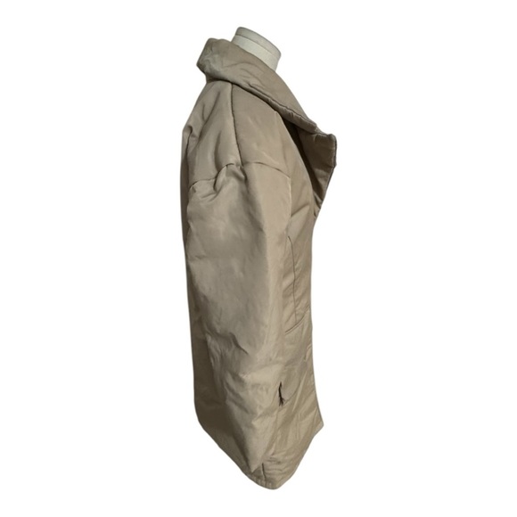 Maniere De Voir Women's Long Jacket Puffer 4 S M 6 8 Taupe Tan Cream Zipper Warm - Picture 4 of 11